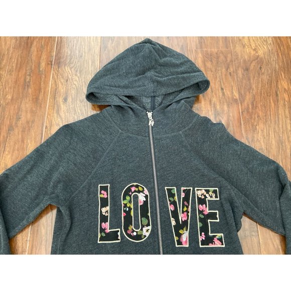 VS Full Zip Hoodie And Capri Sweat Pants SIZE Small Charcoal & Light Gray Floral - Picture 3 of 11